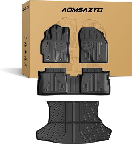 AOMSAZTO Floor Mats & Cargo Liner Compatible with 2010-2015 Toyota Prius (Not Fit Plug-in, V or C Models): All Weather Protection Anti-Slip Automotive Floor Liners Cargo Mat Full Set, Black in Kuwait