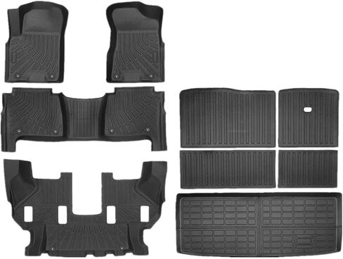 Priprilod Floor Mats Compatible with Nissan Armada 2019-2024 Fit for Infiniti QX80 2019-2024 All Weather Protector TPE Floor Liners Custom Fit Car Mats Non-Slip,Only Fits 7 Seats in Kuwait