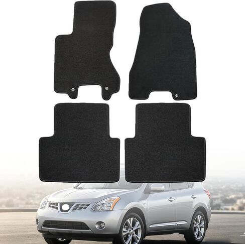 Mythoria Custom Fit Car Floor Mats Fit for Nissan Rogue 2008 2009 2010 2011 2012 2013, Waterproof Velour Carpet Full Set, All-Weather Protection, Anti-Slip Backing, Odorless, Black in Saudi Arabia