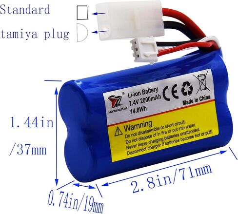 Blomiky 2 Pack 7.4V 1500mAh Li-ion Battery with Standard Tamiya Plug Suitable for HJ806 HJ818 Remote Control Boat / HJ810 in Kuwait