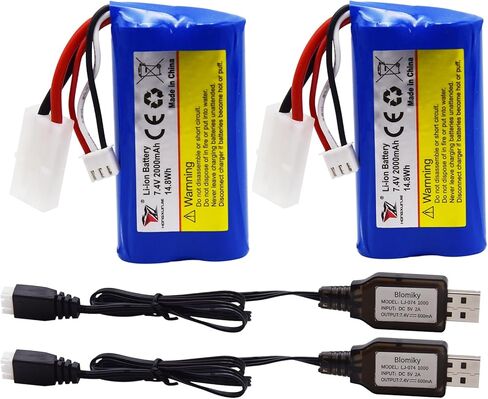 Blomiky 2 Pack 7.4V 1500mAh Li-ion Battery with Standard Tamiya Plug Suitable for HJ806 HJ818 Remote Control Boat / HJ810 in Kuwait