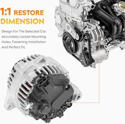 New Alternator for 2.7L V6 Hyundai Santa Fe 2002 2003 2004, for Sonata & Tiburon & Kia Magentis 2003, AVA0018 37300-37400 400-40082 11015 12468 A0002655010 TG11C024 439295 in Kuwait