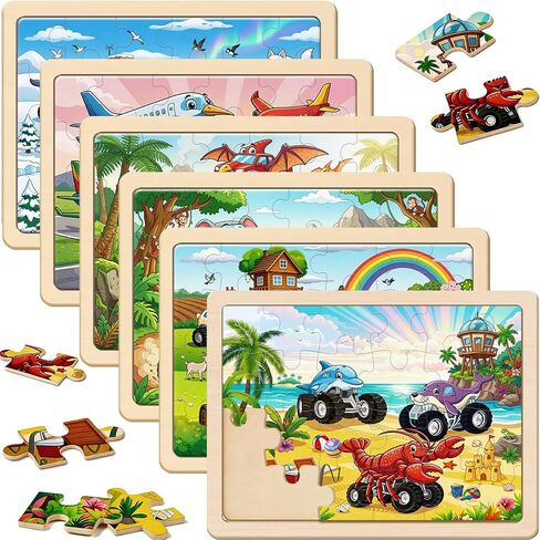 Puzzles for Kids Ages 3-5, Wooden Monster Truck Puzzles for Kids, 24 Piece Wooden Jigsaw Puzzles for Toddlers, Wood Puzzles for Kids Ages 4-6, Easter Basket Stuffers Gifts for Kids in Saudi Arabia