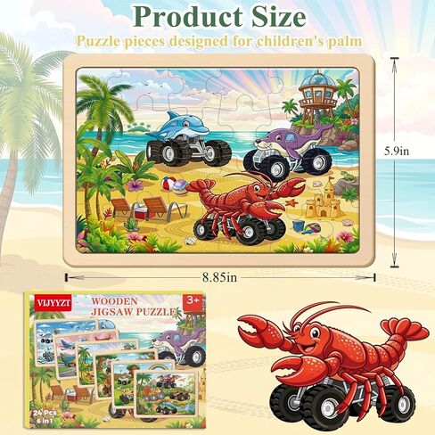 Puzzles for Kids Ages 3-5, Wooden Monster Truck Puzzles for Kids, 24 Piece Wooden Jigsaw Puzzles for Toddlers, Wood Puzzles for Kids Ages 4-6, Easter Basket Stuffers Gifts for Kids in Saudi Arabia