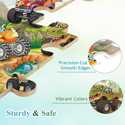 Puzzles for Kids Ages 3-5, Wooden Monster Truck Puzzles for Kids, 24 Piece Wooden Jigsaw Puzzles for Toddlers, Wood Puzzles for Kids Ages 4-6, Easter Basket Stuffers Gifts for Kids in Saudi Arabia