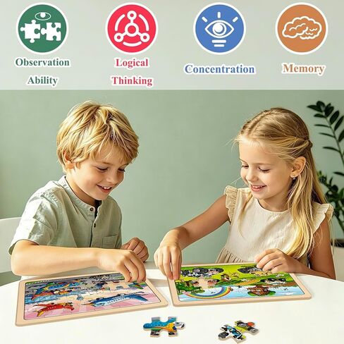 Puzzles for Kids Ages 3-5, Wooden Monster Truck Puzzles for Kids, 24 Piece Wooden Jigsaw Puzzles for Toddlers, Wood Puzzles for Kids Ages 4-6, Easter Basket Stuffers Gifts for Kids in Saudi Arabia