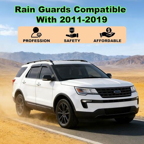 واقيات المطر لحاجب النافذة لسيارة Ford Explorer 2011-2019 منحرف النافذة خارج القناة ملحقات حاجب الشمس 4 قطع (لعمر 11-19) in Kuwait