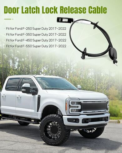 كابل تحرير قفل مزلاج الباب الجانبي للسائق مناسب لسيارة Ford F-250 F-350 F-450 F-550 Super Duty 2017 2018 2019 2020 2021 2022، استبدل HC3Z-15221A01-F HC3Z-15221A01-B in Kuwait