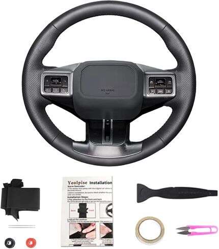 Hand-Stitched Steering Wheel Cover,Fit for Toyota RAV4 2026,Non-Slip Breathable Microfiber Leather Steering Wheel Cover on Wrap DIY Hand Sewn Car Interior Accessories in Saudi Arabia