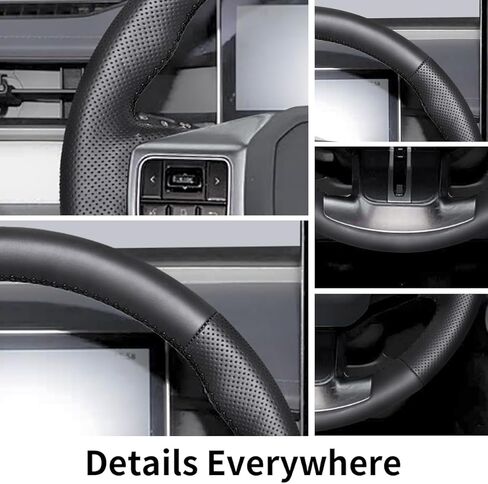 Hand-Stitched Steering Wheel Cover,Fit for Toyota RAV4 2026,Non-Slip Breathable Microfiber Leather Steering Wheel Cover on Wrap DIY Hand Sewn Car Interior Accessories in Saudi Arabia