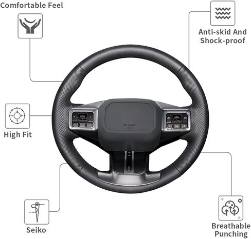 Hand-Stitched Steering Wheel Cover,Fit for Toyota RAV4 2026,Non-Slip Breathable Microfiber Leather Steering Wheel Cover on Wrap DIY Hand Sewn Car Interior Accessories in Saudi Arabia