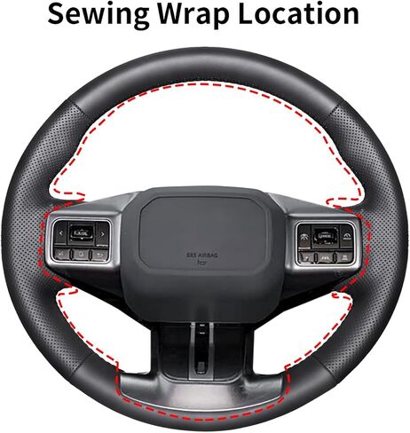 Hand-Stitched Steering Wheel Cover,Fit for Toyota RAV4 2026,Non-Slip Breathable Microfiber Leather Steering Wheel Cover on Wrap DIY Hand Sewn Car Interior Accessories in Saudi Arabia