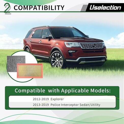 فلتر هواء المحرك والمقصورة مع مجموعة نشطة لسيارة Ford Explorer(2020-2023)، Lincoln Aviator(2020-2023)، أداة اعتراض الشرطة (2020-2024)، يستبدل CF12772 CA10242 FA1884 7T4Z9601A FP89 JX6Z19N619BA in Kuwait