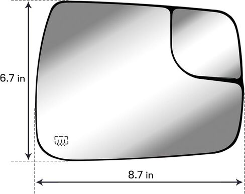 Replacement Passenger Right Side Door Mirror Glass Convex Heated with Convex Small Glass and Back Plate for RAM 1500 from 2019 to 2024 in Kuwait