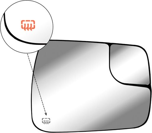 Replacement Passenger Right Side Door Mirror Glass Convex Heated with Convex Small Glass and Back Plate for RAM 1500 from 2019 to 2024 in Kuwait