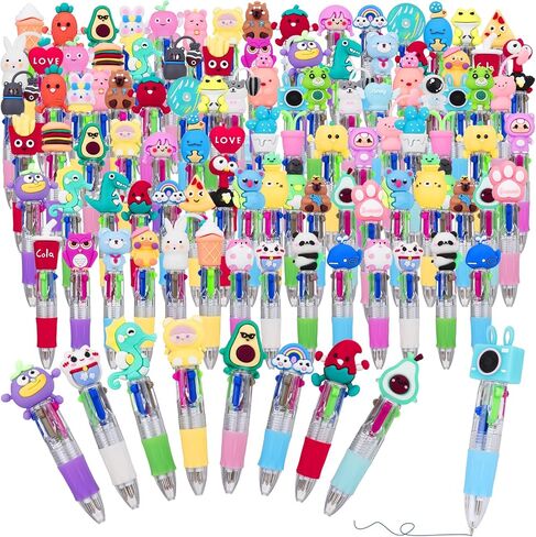 100Pcs Mini Multicolor Pens in One 4-in-1, Cute Pens Bulk for Kids, Delightful Ballpoint Pen Back To School Gifts, Assorted Ink Kawaii Pen in Saudi Arabia