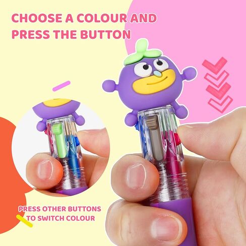 100Pcs Mini Multicolor Pens in One 4-in-1, Cute Pens Bulk for Kids, Delightful Ballpoint Pen Back To School Gifts, Assorted Ink Kawaii Pen in Saudi Arabia