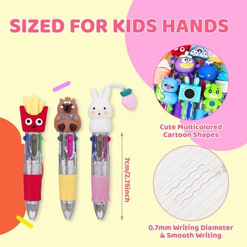 100Pcs Mini Multicolor Pens in One 4-in-1, Cute Pens Bulk for Kids, Delightful Ballpoint Pen Back To School Gifts, Assorted Ink Kawaii Pen in Saudi Arabia