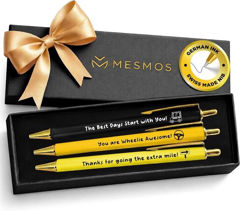 MESMOS 3pcs High End Premium School Bus Driver Appreciation Gifts, Smooth Writing Pens for Men Women, Cute Pens, School Bus Driver Gifts, A Special Thank You Gift for Transport Professionals in Saudi Arabia