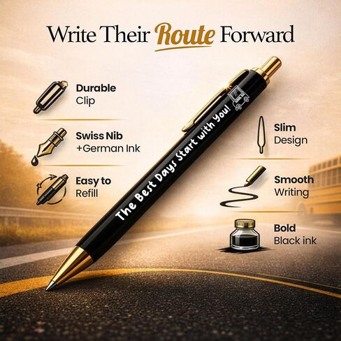 MESMOS 3pcs High End Premium School Bus Driver Appreciation Gifts, Smooth Writing Pens for Men Women, Cute Pens, School Bus Driver Gifts, A Special Thank You Gift for Transport Professionals in Saudi Arabia