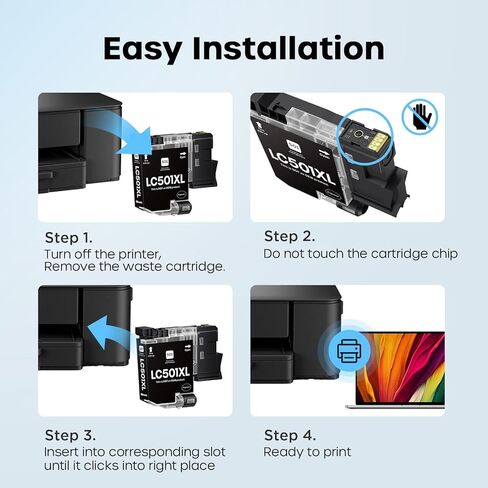 LC501XL Ink Cartridges High Yield Compatible for Brother LC501XL LC501 XL LC501 use with MFC-J1260DW MFC-J1360DW MFC-J1410DW Printer (2 Pack, Black) in Saudi Arabia