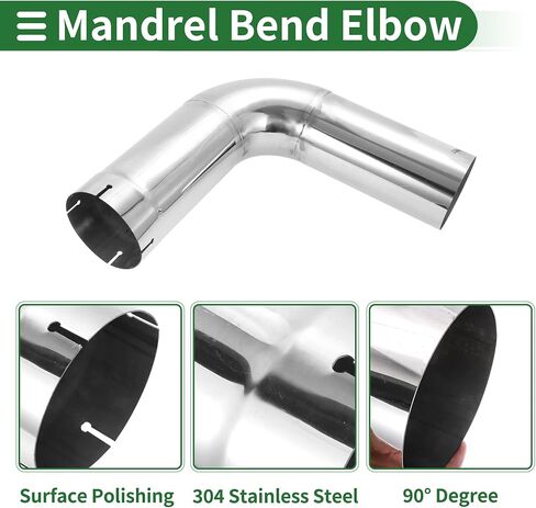 Motoforti 5"OD 90 Degrees Mandrel Bend Elbow Tube Exhaust Bend Pipe 304 Stainless Steel for Car Exhaust System Universal 15" Leg Length Mandrel Bend Pipe Tubing in Kuwait