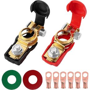 Universal Negative & Positive Car Battery Terminal Connector Classification Kit, Battery Cable Ends, Auto Pure Copper Terminal Clamps Connector, Cable Top Post with Plastic Cover for Car RV in Saudi Arabia