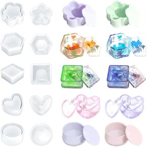 5pcs Resin Molds with Lid, Silicone Molds for Storage Box Bottle Mold, Jewelry Candy Container for DIY Art Epoxy Casting Crafts Home Table Decoration in Saudi Arabia