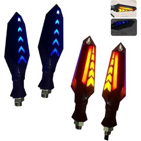4 PCS Motorcycle Turn Signal Lights, LED Arrow Shape Flowing Turn Signal, 12V Double-Sided Flow Light with Daytime Running Lights, Universal for Most Motorcycles (Red) in Kuwait