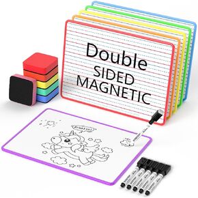Magnetic Dry Erase Boards 6 Pack for Kids, Double Sided Small Whiteboard Lap Boards 9x12, Lined & Blank Magnetic White Boards for Classroom, Homeschool, Students & Teachers in Saudi Arabia