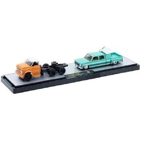 M2 Machines Auto-Haulers 1970 Chevy C60 Truck in Orange and 1974 Cheyenne Super 30 in Turquoise R96 26-05 in Kuwait