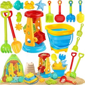 Collapsible Beach Sand Toys for Kids Toddlers, Collapsible Sand Bucket with Water Wheel Sifter Shovels Set with Mesh Bag and Sand Molds, Travel Beach Sandbox Toys for Boys Girls 3 4 5 6 7 8 9 10+ in Saudi Arabia