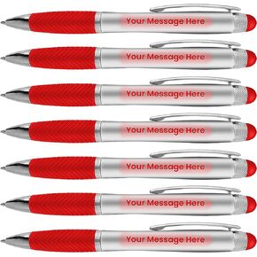 Personalized Pens-80 Pack Bulk-Free Laser Engraving - 3 In Ballpoint Pen, Stylus and Light Up Personalized Area, Custom Business Name, Text, Logo or Gift Message, For Parties and Events-Red in Saudi Arabia