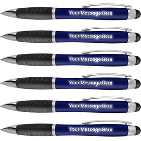 SyPen Personalized Pens-80 Pack Bulk-Free Laser Engraving - 3 In Ballpoint Pen, Stylus and Light Up Personalized Area, Custom Business Name, Text, Logo or Gift Message, For Parties and Events, Blue in Saudi Arabia