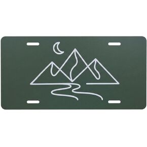 Mountain Moon License Plate - 12x6 Aluminum Minimalist Line Art Nature Hiking Camping Decor in Kuwait