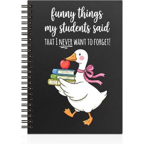 WHTYEFZ Silly Things My Students Said Did So I Never Forget Horizontal Lined Spiral Notebook, Cute Goose Design Journal for Goose Lover Teacher Educator Principal, Appreciation Gifts for Teacher Tutor in Saudi Arabia