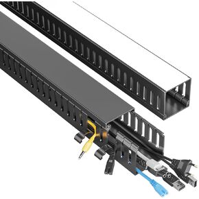 YECAYE 4x15.7in Under Desk Cable Management，Large Capacity Cable Management, Cable Raceway, Suitable for Power Distribution Rooms and Game Rooms,Desk Organizers and Accessories, Cord Organizer, Black in Saudi Arabia