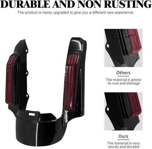 Rear Fender Fascia Extension with LED Running Brake Turn Signal Light Set Fit For Harley Touring Electrac Glide Road King Road Glide Street Glide 2014-2024 (Red Lens) in Kuwait