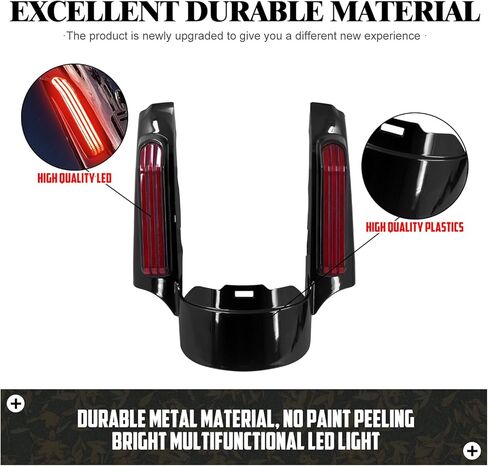 Rear Fender Fascia Extension with LED Running Brake Turn Signal Light Set Fit For Harley Touring Electrac Glide Road King Road Glide Street Glide 2014-2024 (Red Lens) in Kuwait