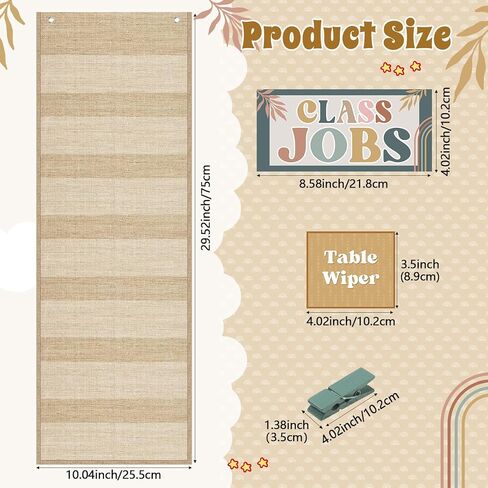 Pasimy Modern Boho Class Jobs Pocket Chart Class Helpers Pocket Chart Classroom Jobs Cards with Clips and Hooks Teacher Helper Bulletin Board Set for Back to School Classroom Teacher Supplies in Kuwait