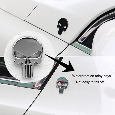 3D Skull Punisher Vehicle Car Sticker,3Pcs Metal Skull Decal Motorcycle Waterproof Decoration Cars Trucks Motorcycle Vehicle (Black&Silver&Red) in Saudi Arabia