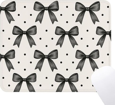Black Bow Mouse Pad - Black and White Office Supplies Desk Decor, Square Waterproof Non-Slip Rubber Base Bow Gaming Mousepad for Computers Office Accessories 7.9x9.5 Inch in Saudi Arabia