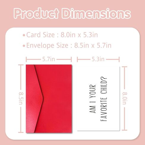 Funny Birthday Card for Dad Mom from Son Daughter, Am I Your Favorite Child, 8 in x 5.3 in Double-Sided Greeting Card with Red Envelope and Sticker in Kuwait