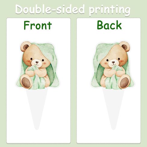 Cute Boho Teddy Bear Cupcake Toppers, Sage Green Oh Baby Cupcake Toppers, We Can Bearly Wait Cupcake Topper for Gender Neutral Baby Shower Supplies, First Birthday Party Supplies in Saudi Arabia