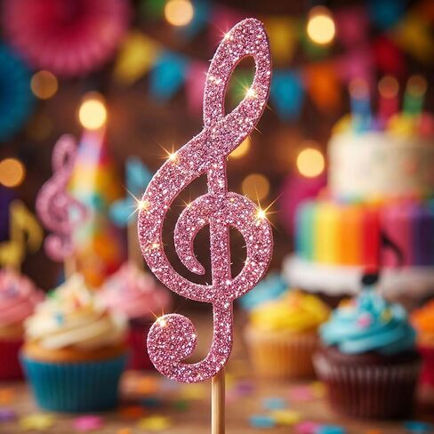 24 Pcs Music Notes Cupcake Toppers Music Themed Party Decorations Glitter Musical Symbol Cupcake Picks for Musician Rock Concert Kids Birthday Baby Shower Wedding Birthday Cake Decorations in Saudi Arabia