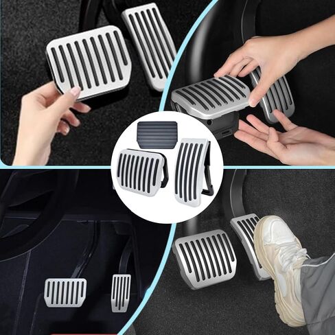 Pedal Pad Accessories for Tesla Model 3 Model Y 2019-2026,Non-Slip Protector Accessories Foot Pedal Pad Replacement Fit for Tesla Model y Juniper Accessories Model 3 Highland (Silver) in Saudi Arabia