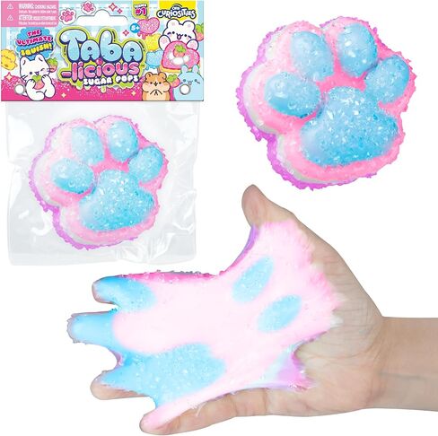 ORB Tabalicious Sugar Pops TABA Rainbow Cat Paw Squishy Toy - الأرجواني والأبيض والوردي والأزرق مخلب القط مع البريق - لينة لزجة TABA Squishies - متعة اسفنجي الإجهاد الكرة Kawaii تململ اللعب للأطفال والكبار in Kuwait