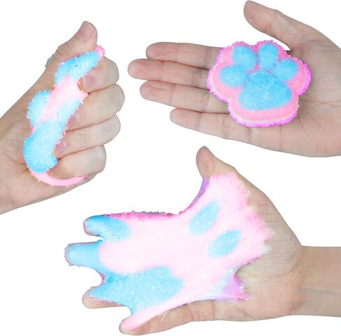 ORB Tabalicious Sugar Pops TABA Rainbow Cat Paw Squishy Toy - الأرجواني والأبيض والوردي والأزرق مخلب القط مع البريق - لينة لزجة TABA Squishies - متعة اسفنجي الإجهاد الكرة Kawaii تململ اللعب للأطفال والكبار in Kuwait