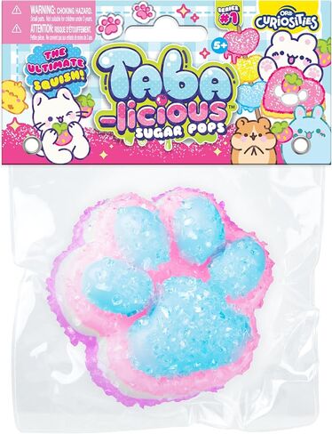 ORB Tabalicious Sugar Pops TABA Rainbow Cat Paw Squishy Toy - الأرجواني والأبيض والوردي والأزرق مخلب القط مع البريق - لينة لزجة TABA Squishies - متعة اسفنجي الإجهاد الكرة Kawaii تململ اللعب للأطفال والكبار in Kuwait