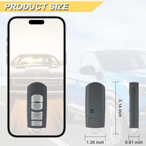 استبدال Vurkcy Key Fob لـ 2014-2018 Mazda 6/3 (4 أبواب سيدان)/ 16-19 MX-5 Miata للتحكم عن بعد للدخول بدون مفتاح للسيارة، WAZSKE13D01، 4 أزرار in Kuwait